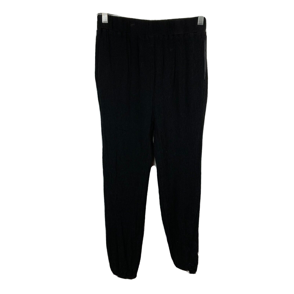 ASTR The Label Pants Womens Sz M Black Crinkle Lightweight Pull On Dressy Jogger